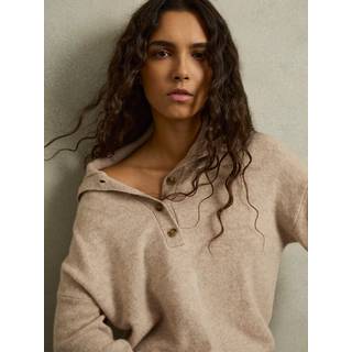 Reiss Reiss Neutral Ava Wool-Cashmere Open-Neck Jumper