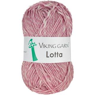 Viking Lotta 264 Rosa Indhold: 57% Superwash merinould, 43% bomuld Vægt/længde: 50 g = ca. 110 meter Anbefalede pinde: 3.50-4.00 mm Strikkefasthed: 10 cm = 22 m Vask: 30°C / Tørres fladt.