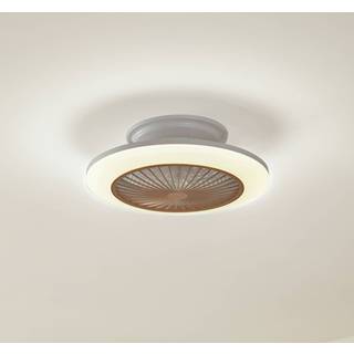 Lindby LED-loftventilator Mamuti, træfarvet, støjsvag, 55 cm