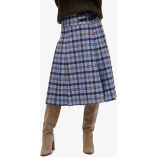 Superdry Superdry Blue Check Pleated Midi Skirt