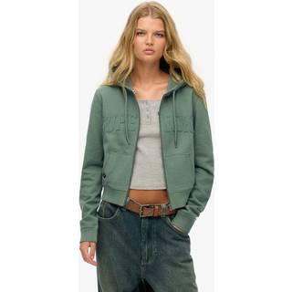 Superdry Superdry Green Athletic Essentials Tonal Cropped Zip 100% Cotton Hoodie