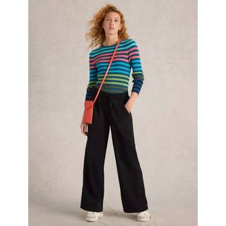 White Stuff White Stuff Black Ava Wide Leg Jersey 100% Cotton Joggers