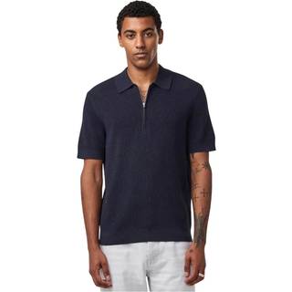 NN07 Hansie Half Zip Knitted Polo Navy Melange