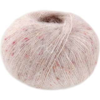 Lana Grossa Natural Superkid Tweed 613 Lys beige Indhold: 60% superkid mohair, 30% silke, 7% bomuld, 3% polyester Vægt/Længde: 25 g = ca. 200 meter Anbefalede pinde: 4.5-5 mm Strikkefasthed: 10 x 10 cm = 21 m x 30 p Vask:Håndvask / Tørres fladt.