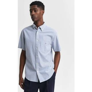 GANT Herre Regular fit stribet seersucker skjorte med korte ærmer (S)