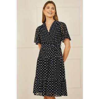 Yumi Dot Tryk Mesh Stræk Midi Skater KjoleEU 38 (UK 10)