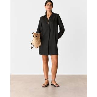 Whistles Whistles Black Collared Button Short Dress - 16