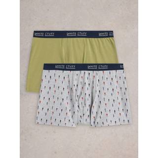 White Stuff White Stuff Grey Plain & Print Boxers 2 Pack