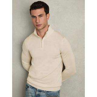 Reiss Reiss Snow White Blackhall Merino Wool Half-Zip Jumper
