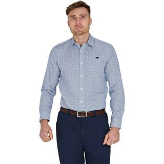 Raging Bull Raging Bull Langærmet Pentagon Mønster 100% Bomuld Poplin Hvid Skjorter - Middel