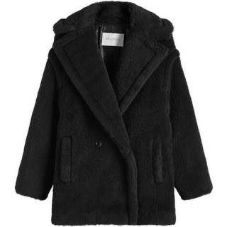 Max Mara Fuxia alpaca, wool, and silk teddy coat - black - S