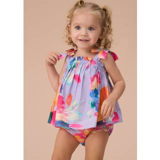 Angel & Rocket Angel & Rocket Purple Minnie Multi Floral Print Bow Shoulder Tunic And Bloomer Set
