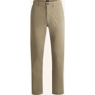 Regular fit chinos i bomuldssatin med stræk