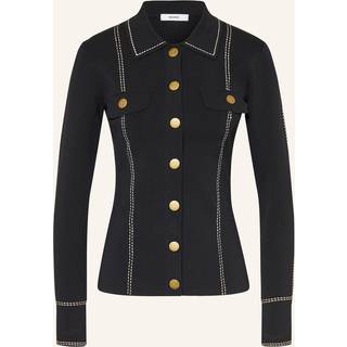 Reiss Reiss Black Eden Compact-Knit Topstitched Press-Stud Top