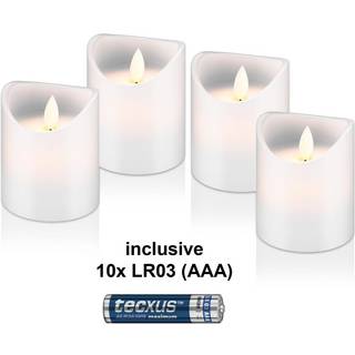 Goobay 4-pack LED-ljus av äkta vax, vit, inkl. 12x AAA (LR03) med timerfunktion och pendelveke, batteridriven, varmvitt (2700 K)