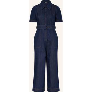 Whistles Whistles Blue Denim Pintuck Belted 100% Cotton Jumpsuit