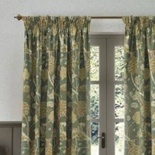 Morris & Co Morris & Co Sage Sunflower Cray Floral Chenille Pencil Pleat Curtains