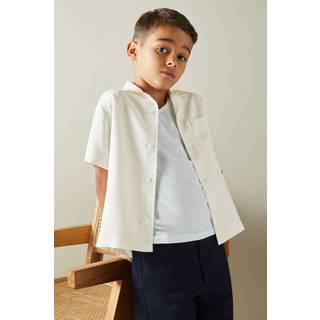 Reiss Reiss Off White Japane 9-13 yrs Twill Cuban Collar Shirt - 134-140cm (9-10 Years)