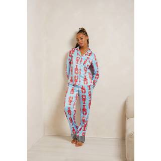 Chelsea Peers Chelsea Peers Blue Trouser Pyjamas Satin Lobster Print Long Pyjamas Set