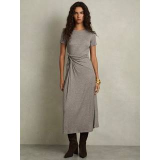 Reiss Reiss Grey Hadley Jersey Twist-Detail Midi Dress