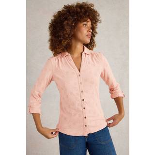 White Stuff White Stuff Pink Annie Broderie Jersey 100% Cotton Shirt