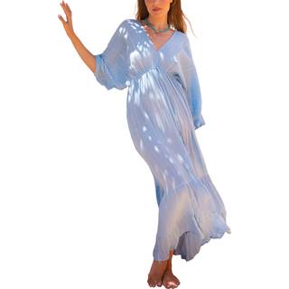 South Beach South Beach Blue Metallic Kimono Sleeve Beach Maxi Dress