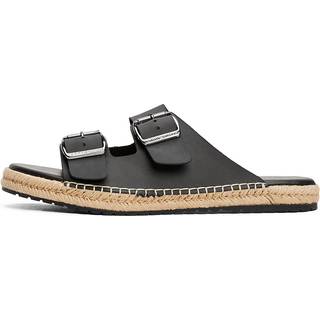 Jute Slip-On Sandals With Leather