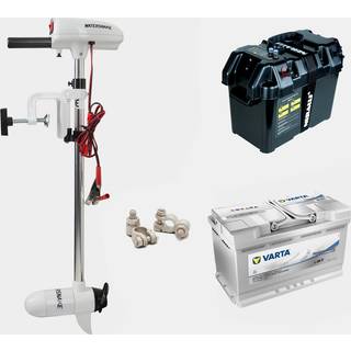 Elmotorpakke Watersnake ASP T24, 24", 61 cm justerbar rigglængde, med AGM-batteri (80 Ah) + batterikasse + kabelsko