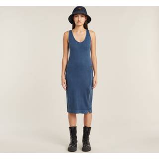 Overdyed Asymmetric Zip Dress - Medium blue - Women