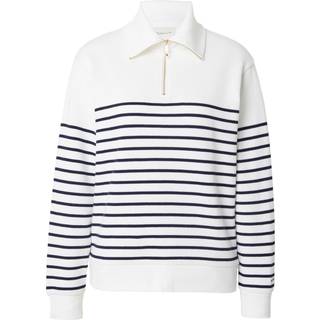 GANT Dame Ribstrikket breton sweatshirt med halv lynlås (L)