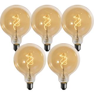 Sæt med 5 E27 dæmpbare LED-pærer spiralfilament guld G125 4W 270 lm 2200K