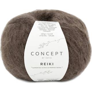 Katia Concept Reiki 105 Lys brun Indhold: 60% superfin alpaca, 29% merinould, 11% polyamid Vægt/længde:50 g = ca. 110 meter Anbefalede pinde: 5.5-6mm Strikkefasthed: 10 x 10 cm = 13 m x 20 p Vask: Finvask 30℃ / Tåler ikke tørretumbling.