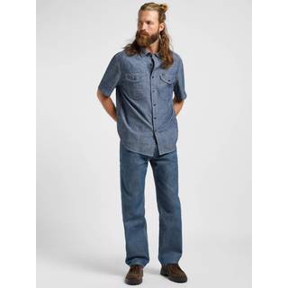 Lee 101 Short Sleeve Worker Shirt Rinse Chambray Size M