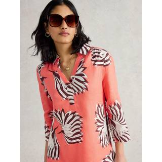 White Stuff White Stuff Pink Dark Blake 100% Linen Tunic