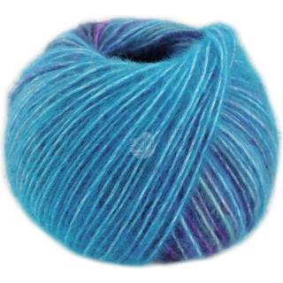 Lana Grossa Picasso 03 Turkisblå/Petrol/Royal/Duegrå/Gråblå Indhold: 36% baby alpaca, 36% merinould, 28% polyamid Vægt/Længde: 50 g = ca. 210 meter Anbefalede pinde: 5-6 mm Strikkefasthed: 10 x 10 cm = 16 m x 22 p Vask:Håndvask / Tørres fladt.