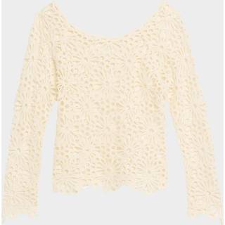 Norma Kamali Raglan floral lace top - white - S