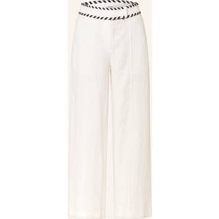 Reiss Reiss White Fawn Linen Wide-Leg Whipstitch Trousers