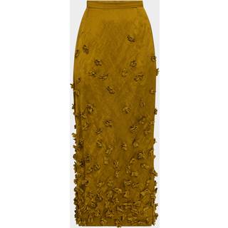 MK Hand-Embroidered Floral Crushed Duchesse Pencil Skirt - Green - Michael Kors - EU 36