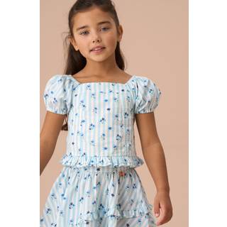 Angel & Rocket Angel & Rocket Blue Pia Print Shirred Blouses