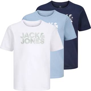 JACK & JONES JUNIOR JACK & JONES Junior Crew Neck Logo White T-Shirts 3 Pack
