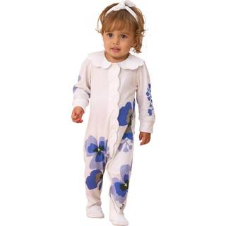 Angel & Rocket Angel & Rocket Blue Patsy Pansy Print Collar Babygrow & Headband Set