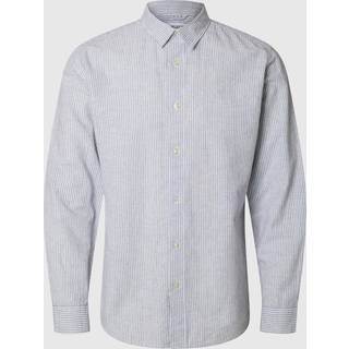 Selected Slim Sun Linen Shirt LS Bright White Thin Stripe