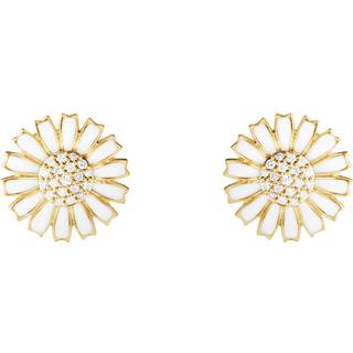 DAISY Ørestikker, Georg Jensen, Sterlingsølv belagt med 18 kt. guld / Hvid emalje