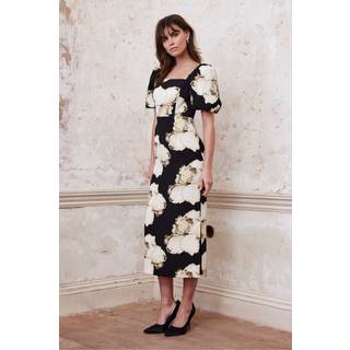 Mint Velvet Mint Velvet Black Floral Print Midi Dress - 14