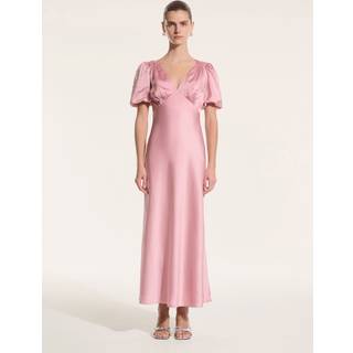 Omnes Omnes light pink Rosie Ruched Puff Sleeve Dress