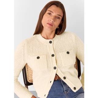 Whistles Whistles Cream Wool Mix Textured Cardigan