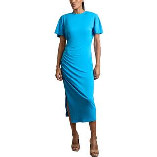 Reiss Reiss Bright Blue Tulia Modal-Blend Ruched Midi Dress - EU 44 (UK 16)
