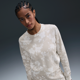 Nike Chill Terry-sweatshirt i french terry med rund hals og print til kvinder - brun - XL (EU 48-50)