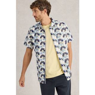White Stuff White Stuff Blue Fan Short Sleeve Printed 100% Cotton Shirt