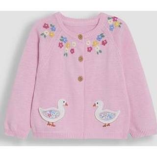Jojo Maman Bébé JoJo Maman Bébé Pink Duck Applique Pockets Appliqué Character Cardigan